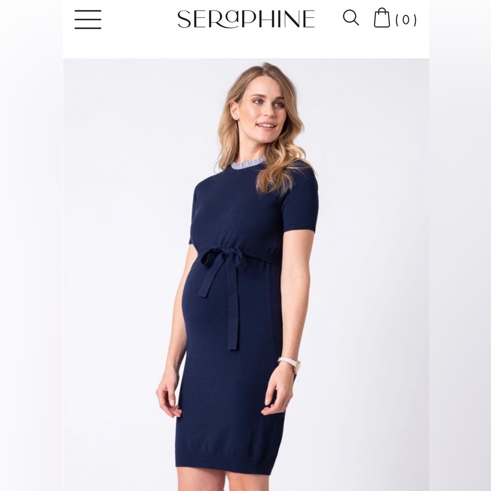 Seraphine Maternity Navy Knit Dress - Size 6(US)